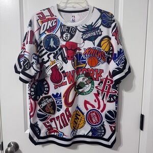 ❌SOLD❌ UNK NBA Logo Stitch Patch Shirt All-over, Medium, EUC